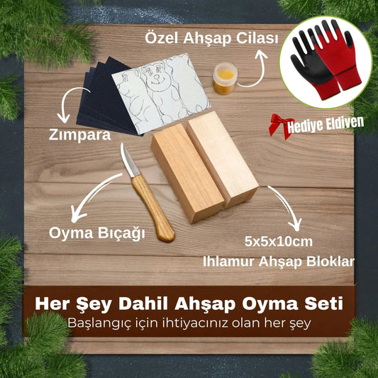 DIY03 - Peluş Ayı Oyma Seti - Her Şey Dahil Başlangıç Seti Yontu