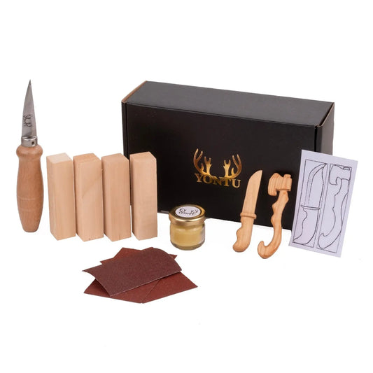 DIY04 - Orta Çağ Ahşap Yontma Seti - Her Şey Dahil Başlangıç Seti Ahşap Oyma Yontu