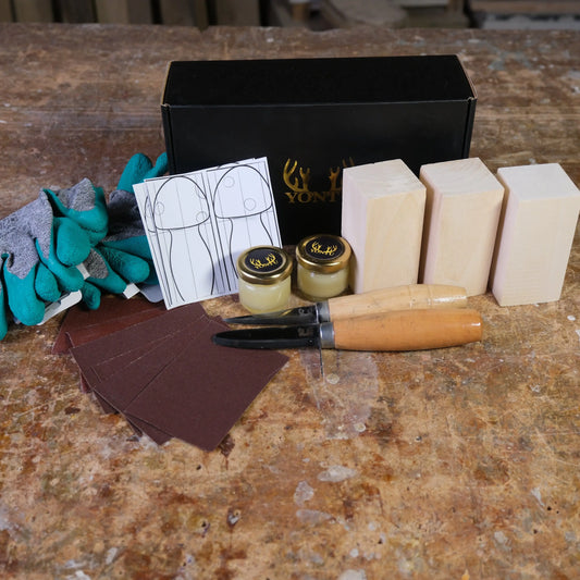 DIY08 Aile Yontusu - Mantar Yontma Seti - 2 Bıçak (E-Kitap Hediyeli: Adım Adım Yontu101)