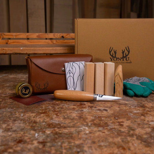 Deri Yontu Çantası - DIY03 Büyücü Oyma Seti Hediyeli - Her Şey Dahil Ahşap Oyma (E-Kitap Hediyeli: Adım Adım Yontu101)