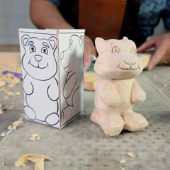 Deri Yontu Çantası - DIY02 Ayıcık Oyma Seti Hediyeli -Her Şey Dahil Ahşap Oyma (E-Kitap Hediyeli: Adım Adım Yontu101) Yontu