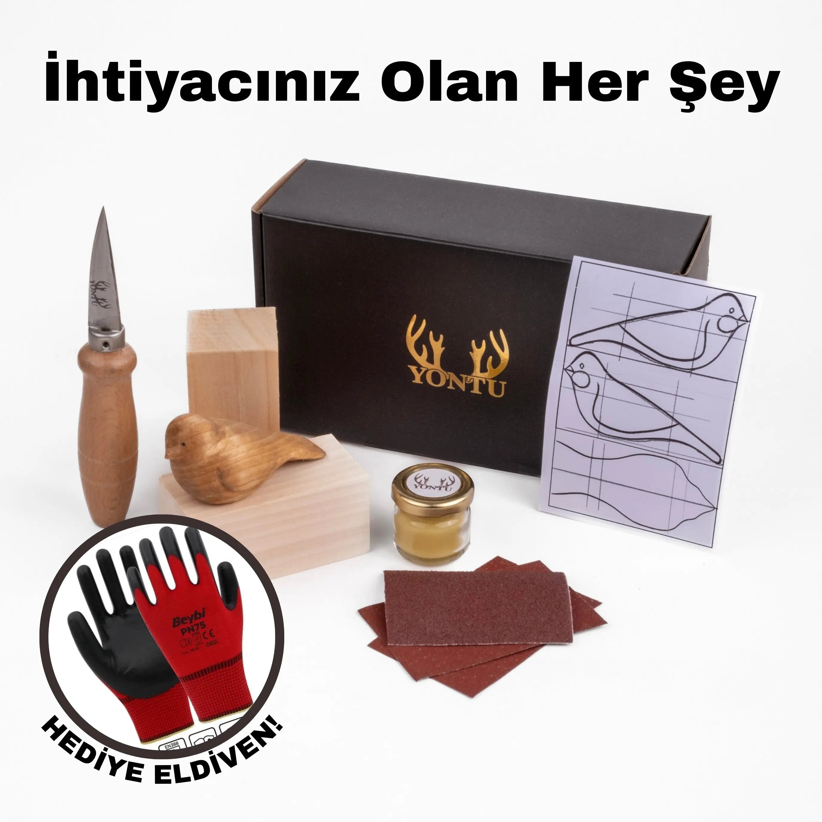DIY01 - Kuş Oyma Seti - Her Şey Dahil Başlangıç Seti Yontu