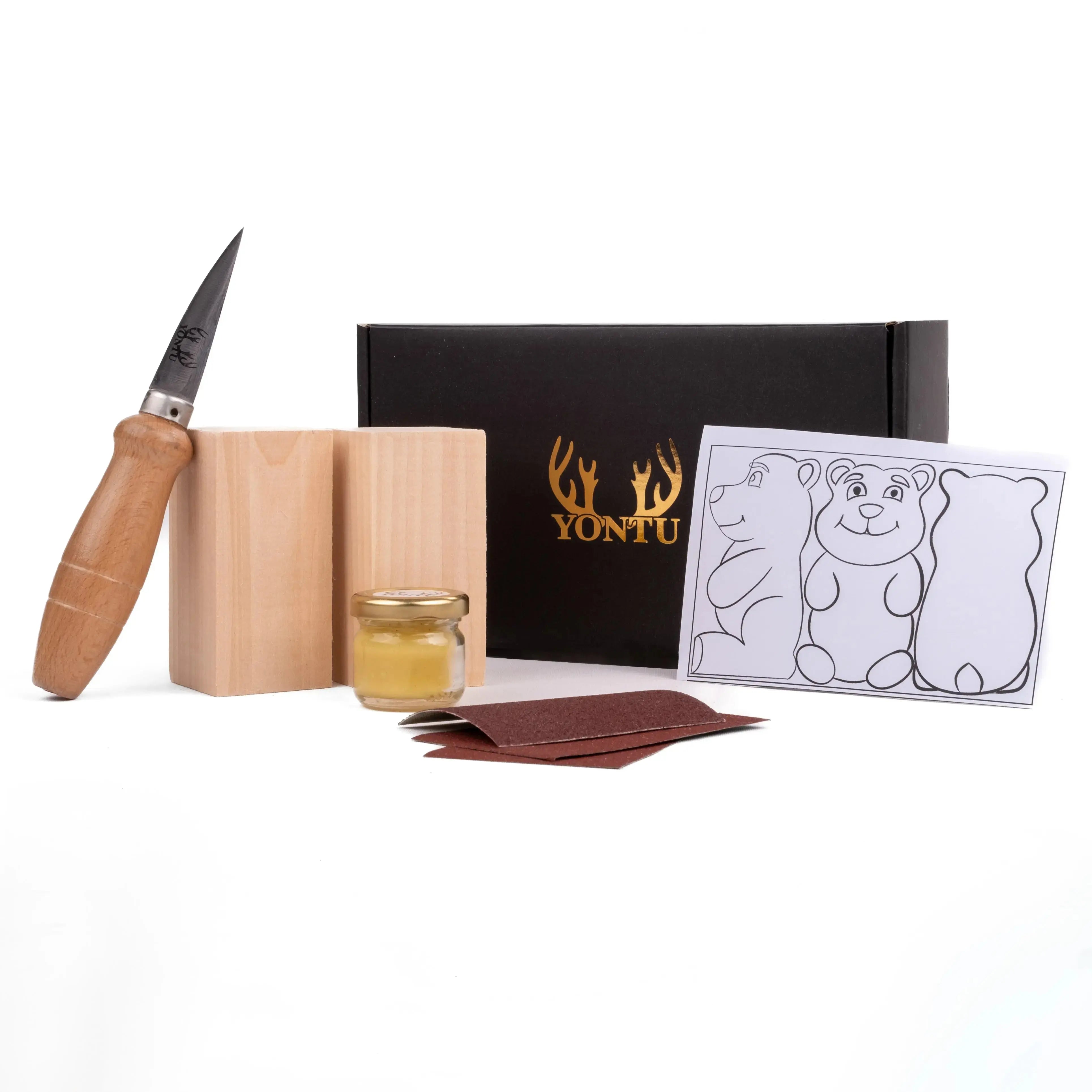 Deri Yontu Çantası - DIY02 Ayıcık Oyma Seti Hediyeli -Her Şey Dahil Ahşap Oyma (E-Kitap Hediyeli: Adım Adım Yontu101) Yontu