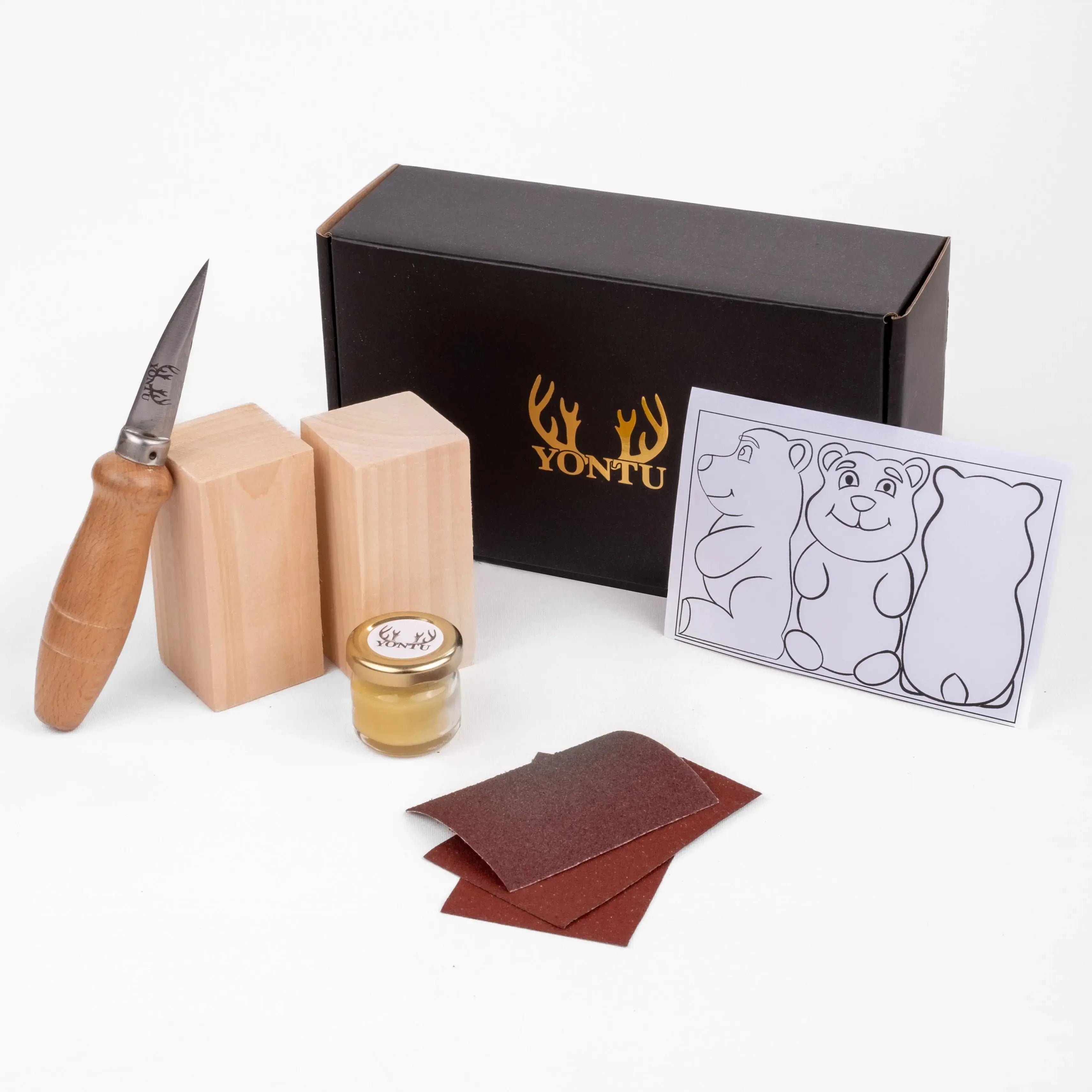 Deri Yontu Çantası - DIY02 Ayıcık Oyma Seti Hediyeli -Her Şey Dahil Ahşap Oyma (E-Kitap Hediyeli: Adım Adım Yontu101) Yontu