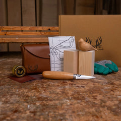 Deri Yontu Çantası - DIY01 Kuş Oyma Seti Hediyeli - Her Şey Dahil Ahşap Oyma (E-Kitap Hediyeli: Adım Adım Yontu101)