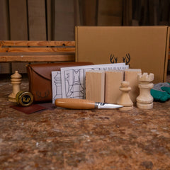 Deri Yontu Çantası - DIY05 Satranç Biblo Oyma Seti Hediyeli | 6 Şablon Seçeneği (E-Kitap Hediyeli: Adım Adım Yontu101)