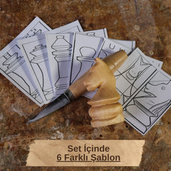 DIY05 Satranç Biblo Yontma Seti | 6 Şablon Seçeneği (E-Kitap Hediyeli: Adım Adım Yontu101)